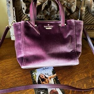 Kate Spade Dawn Place mini Kona Plum Velvet Satchel Crossbody NWT